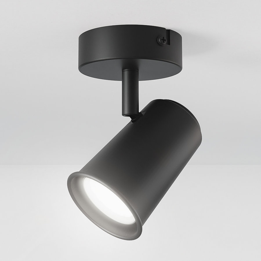 Riga LED plafondlamp - Kantelbaar - 1 Spot - GU10 6000K - Zwart