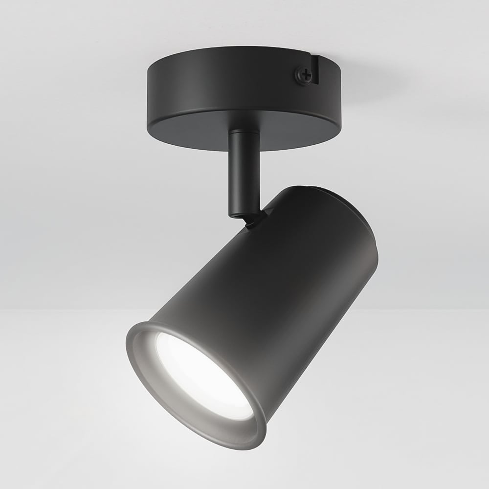 HOFTRONIC™ Riga LED Plafondspot Zwart - Draaibaar en Dimbaar - GU10 plafondlamp 6000K daglicht wit - 5W 400 Lumen - Opbouw spot voor woonkamer