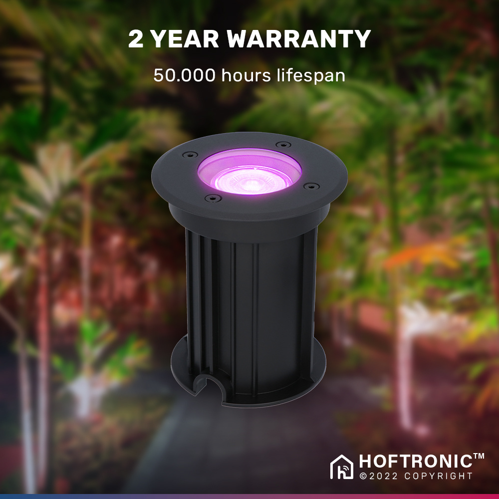 3x Maisy dimbare LED grondspot - Rond - Zwart -RGBWW - 5.5 Watt - WiFi & Bluetooth - IP67 straal waterdicht - 3 jaar garantie