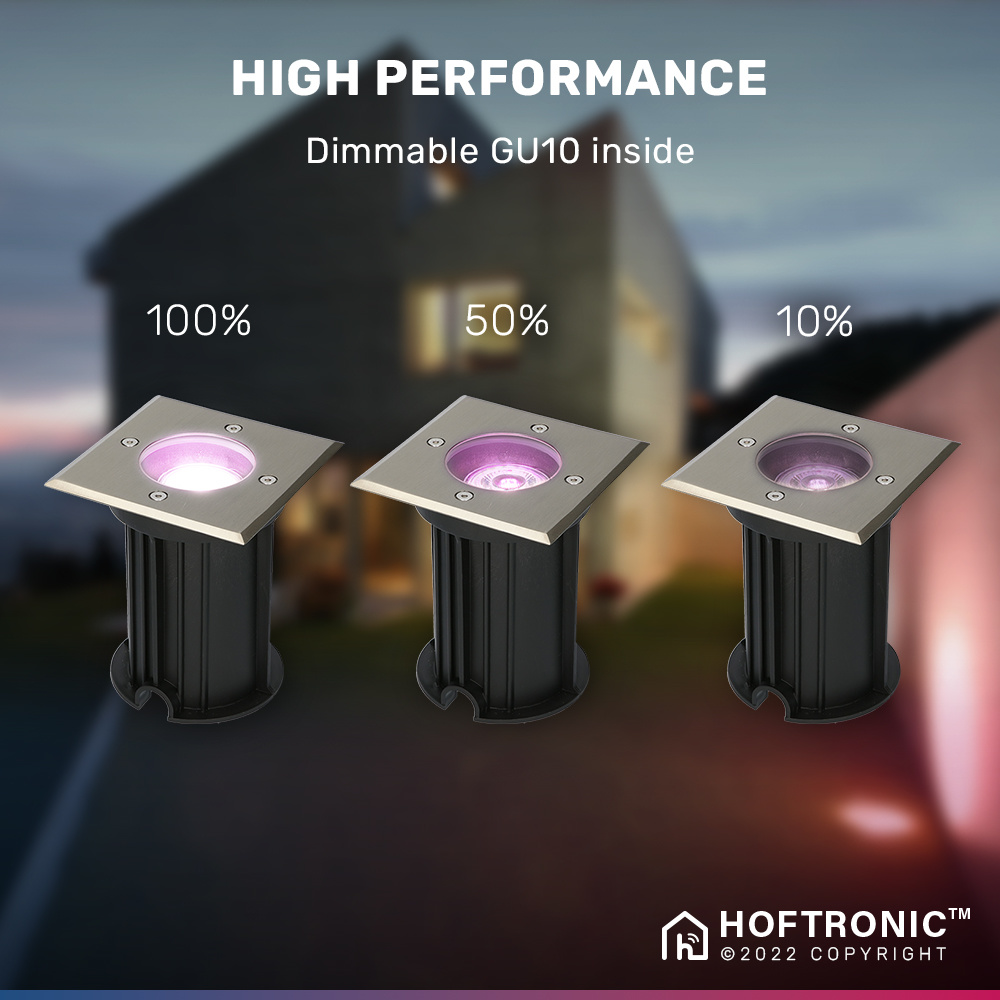 6x Ramsay Smart LED Grondspot - Vierkant - RGBWW - 5 Watt - IP67 straal waterdicht - Grondspots voor buiten - Roestvrij staal - 3 jaar garantie