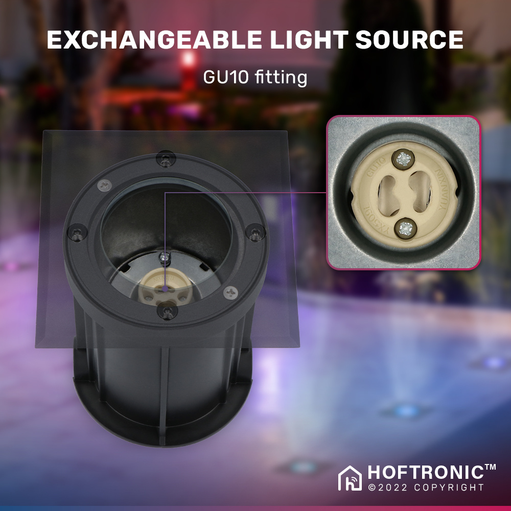 3x Ramsay Smart LED grondspot - Vierkant - Zwart - RGBWW - 5.5 Watt - WiFi & Bluetooth - IP67 straal waterdicht - 3 jaar garantie