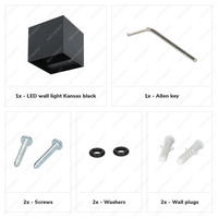 Kansas - Dimmbare LED Wandlampe Cube (Eckig) - 6 Watt - 3000K warmweiß - Up Down Lampe - IP65 Wasserdicht - Schwarz - Wandleuchte für den Innen - und Außenbereich