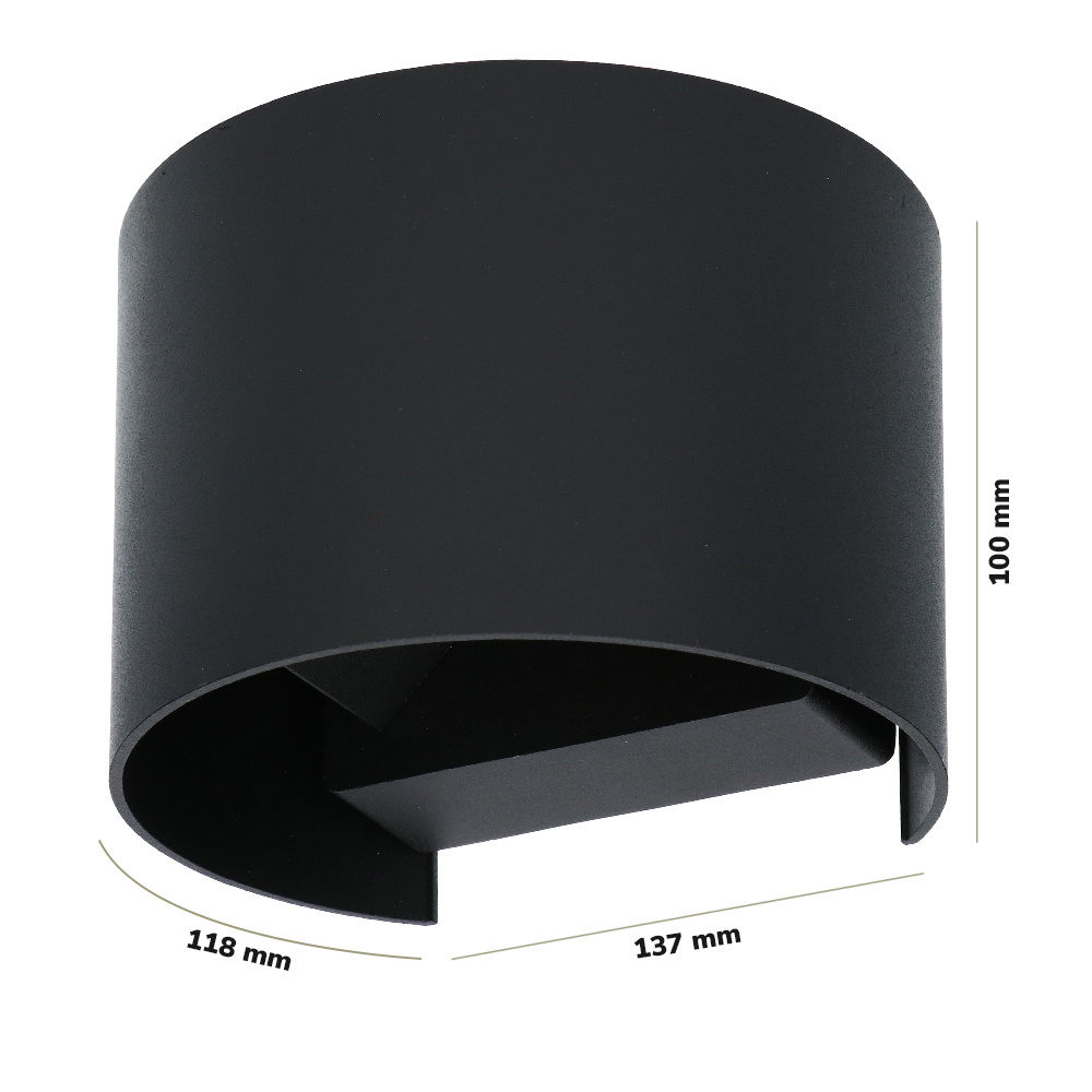 Denver LED Wandlamp - Up & Down - 6 Watt - Dimbaar - IP54 waterdicht voor buiten - 3000K Warm wit - Zwart - Voor woonkamers, badkamers, gevels, slaap