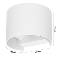 Denver LED Wandlamp - Up & Down - 6 Watt - Dimbaar - IP54 waterdicht voor buiten - 3000K Warm wit - Wit - Voor woonkamers, badkamers, gevels, slaapkamers, hallen en binnenruimtes
