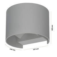 Set van 4 dimbare LED Wandlamp Denver grijs 6 Watt - 3000K - Up & Down light - IP54 - Incl. dimmer met afstandsbediening