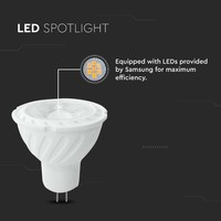 GU5.3 MR16 LED spot 6,5 Watt 12V DC 455lm warmwit 3000K (vervangt 60W) 5 jaar garantie