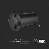 Grondspot Rond Zwart 1 Watt 6400K IP67 12V - 4 Lichts