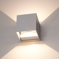 Kansas - Dimbare LED wandlamp kubus - 6 Watt - 3000K warm wit - Up & Down light - IP65 - Grijs - Binnen en buiten