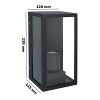 Industrial and modern LED wall light - excl. E27 light source - IP44 - Matte black - Clear glass - 3 years guarantee