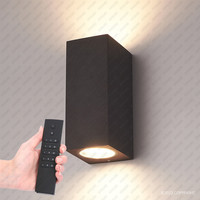 Set of 2 dimmable LED wall light Selma Black - 2700K - GU10 - Up & Down light - IP65 - Incl. dimmer with remote control