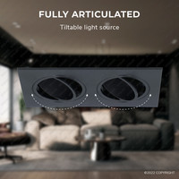Double LED Downlight Mallorca black rectangular - Tiltable - IP22