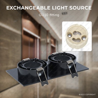 Double LED Downlight Mallorca black rectangular - Tiltable - IP22