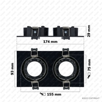 Double LED Downlight Mallorca black rectangular - Tiltable - IP22