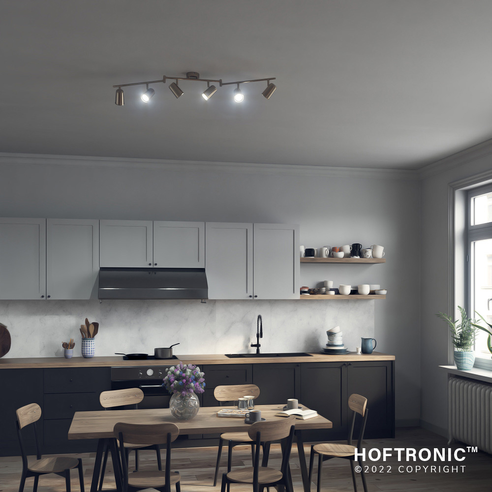 Riga LED Plafondlamp 6 spots RVS - Draaibaar en Dimbaar - 6 lichts - GU10 6000K daglicht wit - Plafondspot woonkamer en gang - Opbouw spots verlichtin afbeelding