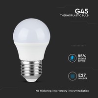 10x E27 LED bulb - 5.5 watts - 470 lumens - Ball G45 bulb - 3000K Warm white light - Replaces 40 watts