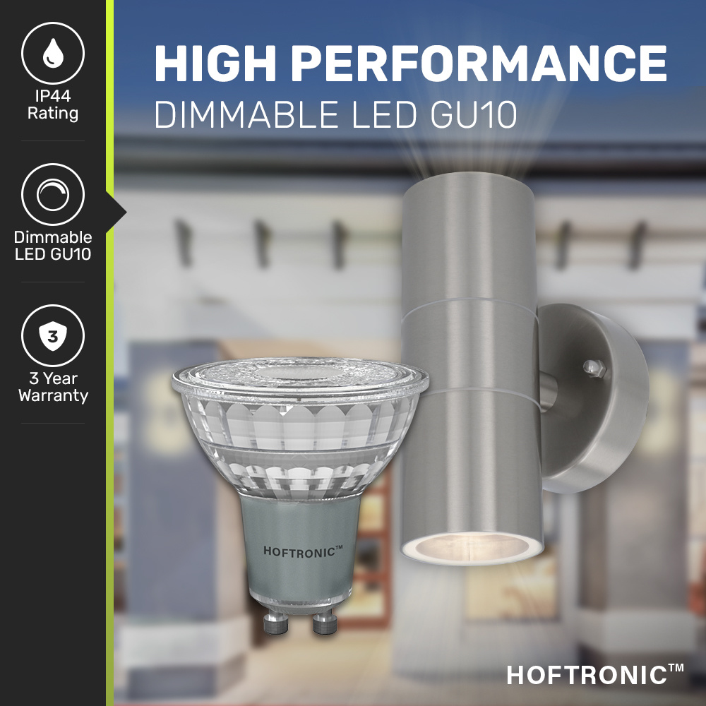 Jasmin dimbare LED Wandlamp - 4000K neutraal wit - GU10 - Rond - Up & Down light - RVS - IP44 voor buiten voor binnen en buiten