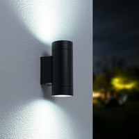 Dimmable LED wall light - 6000K Daylight white light colour - 5 Watt - 400 Lumen - IP54 - Up & Down light - For indoor and outdoor - Double sided - Black