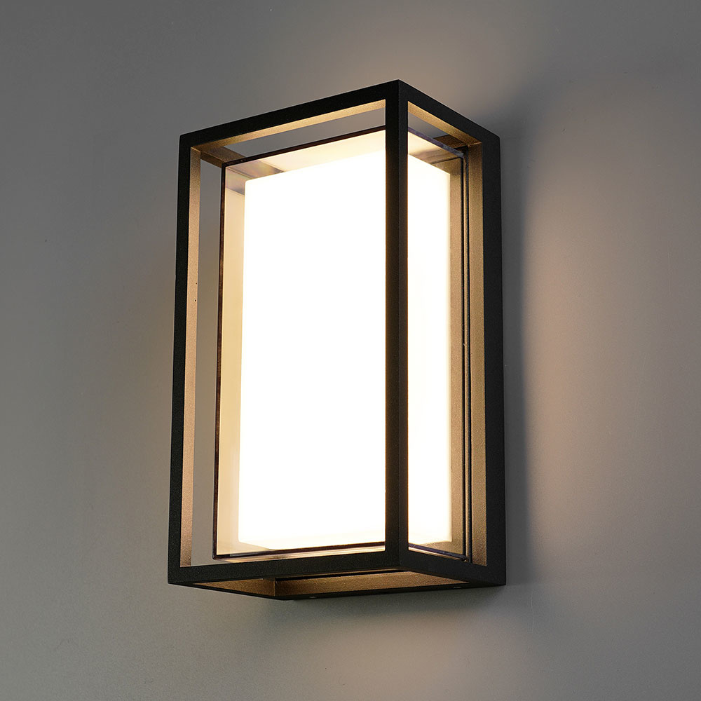 HOFTRONIC™ Brandon LED wandlamp - 12 Watt - 3000K warm wit - IP54 waterdicht - Zwart - Wandverlichting voor binnen en buiten