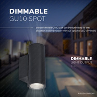 Dimmable LED wall light - 6000K Daylight white light colour - 5 Watt - 400 Lumen - IP54 - Up & Down light - For indoor and outdoor - Double sided - Black