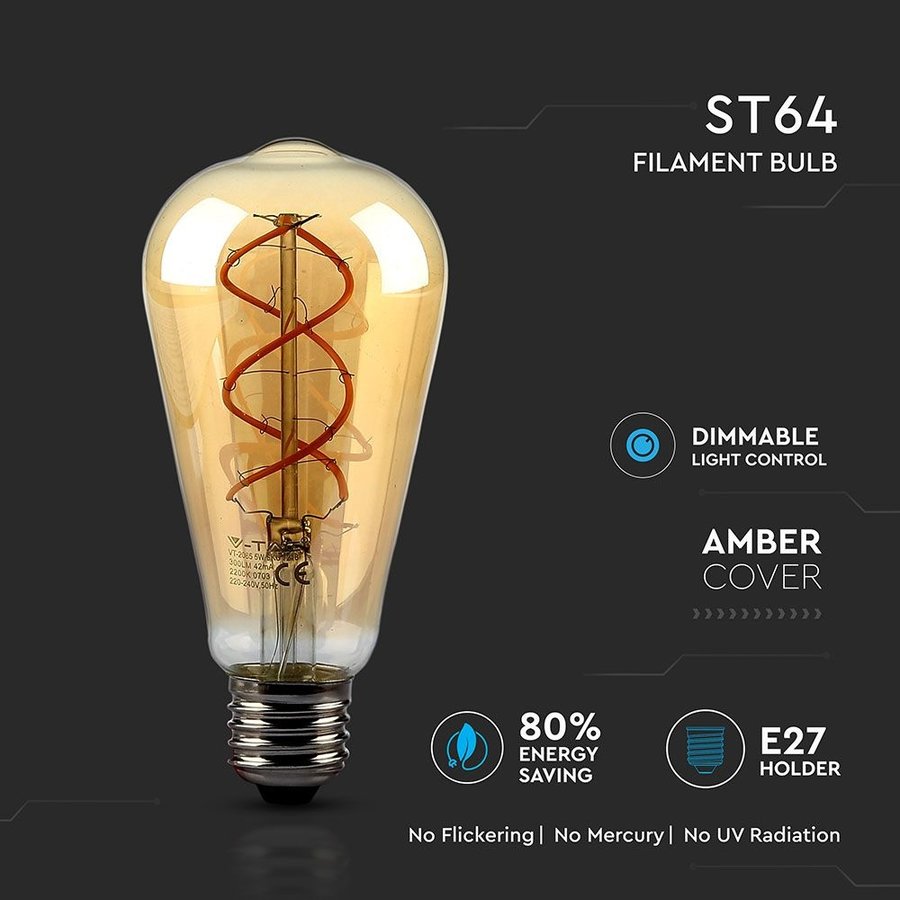 LED Glühbirne ST64 mit E27 Fassung 4.8 Watt 250lm Super Warmweiß 1800K