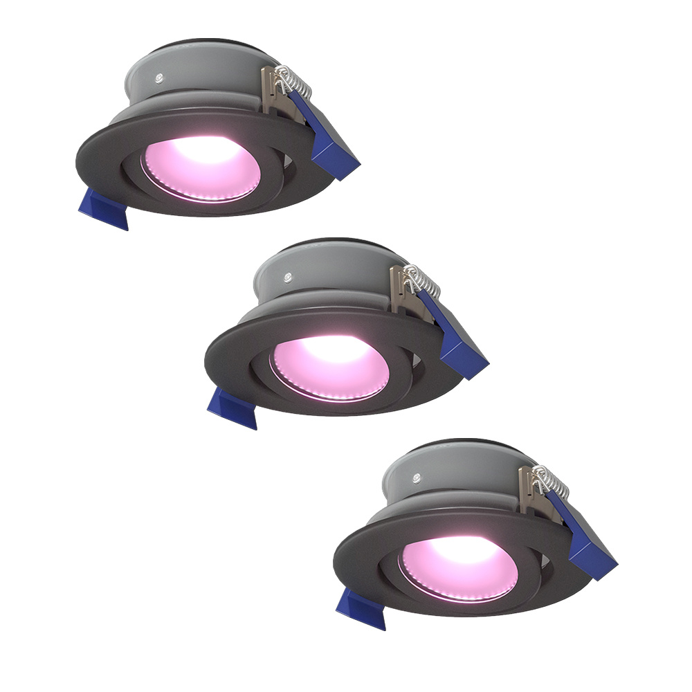 HOFTRONIC SMART Set van 3 Smart Lima LED inbouwspots Kantelbaar Dimbaar RGBWW IP65 waterdicht en stofdicht Buiten Badkamer GU10 verwisselbare lichtbron 5 Watt Veiligheidsglas Zwart 2 jaar garantie