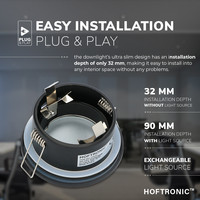 Set of 6 Bento LED recessed downlights - Spot fixture - GU10 socket - IP44 waterproof - LED recessed downlight bathroom and kitchen - Black