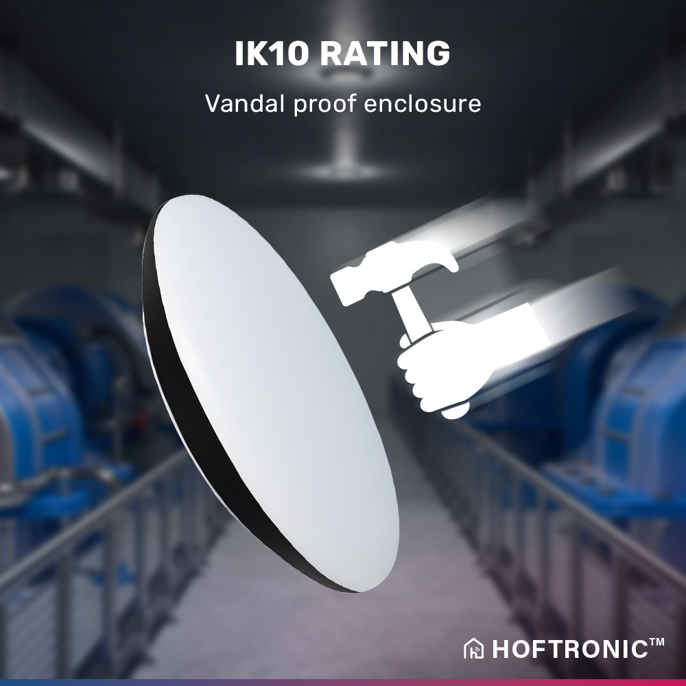 LED Bulkhead 30 cm - Plafondlamp - WiFi + Bluetooth - 18W 1800 Lumen - Lichtkleur instelbaar - Dimbaar - IK10 - Zwart - IP65 Waterdicht