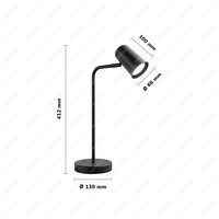 Riga LED tafellamp - Kantelbaar en draaibaar - 6000K daglicht wit - Ingebouwde dimmer - Bureaulamp voor binnen - GU10 fitting - Zwart - 3 jaar garantie