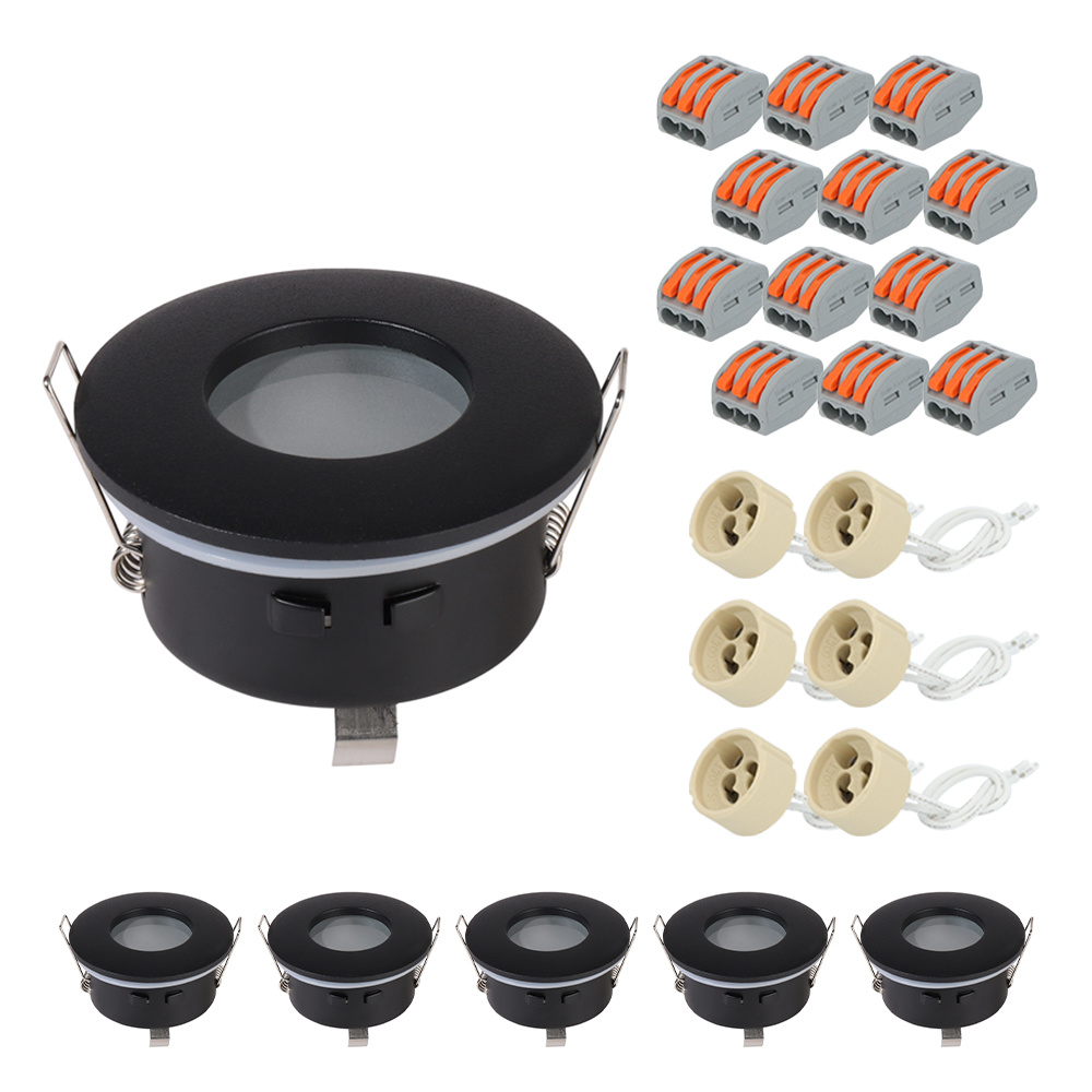 HOFTRONIC™ Set van 6 Bento LED inbouwspots Spot armatuur GU10 fitting IP44 waterdicht LED inbouwspot badkamer en keuken Zwart