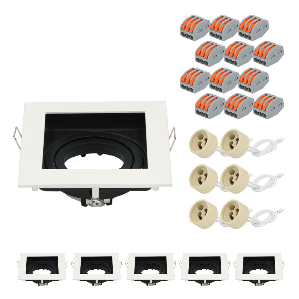 HOFTRONIC™ Set van 6 Altos LED inbouwspots - Kantelbaar armatuur - GU10 fitting - Vierkante inbouwspot voor binnen - Wit