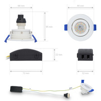 Set of 6 Peru LED recessed downlights - Tiltable fixture - GU10 socket - IP65 waterproof - LED recessed downlight bathroom and outdoor - White