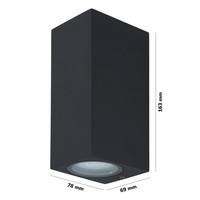 Set of 2 dimmable LED wall light Selma Black - 2700K - GU10 - Up & Down light - IP65 - Incl. dimmer with remote control