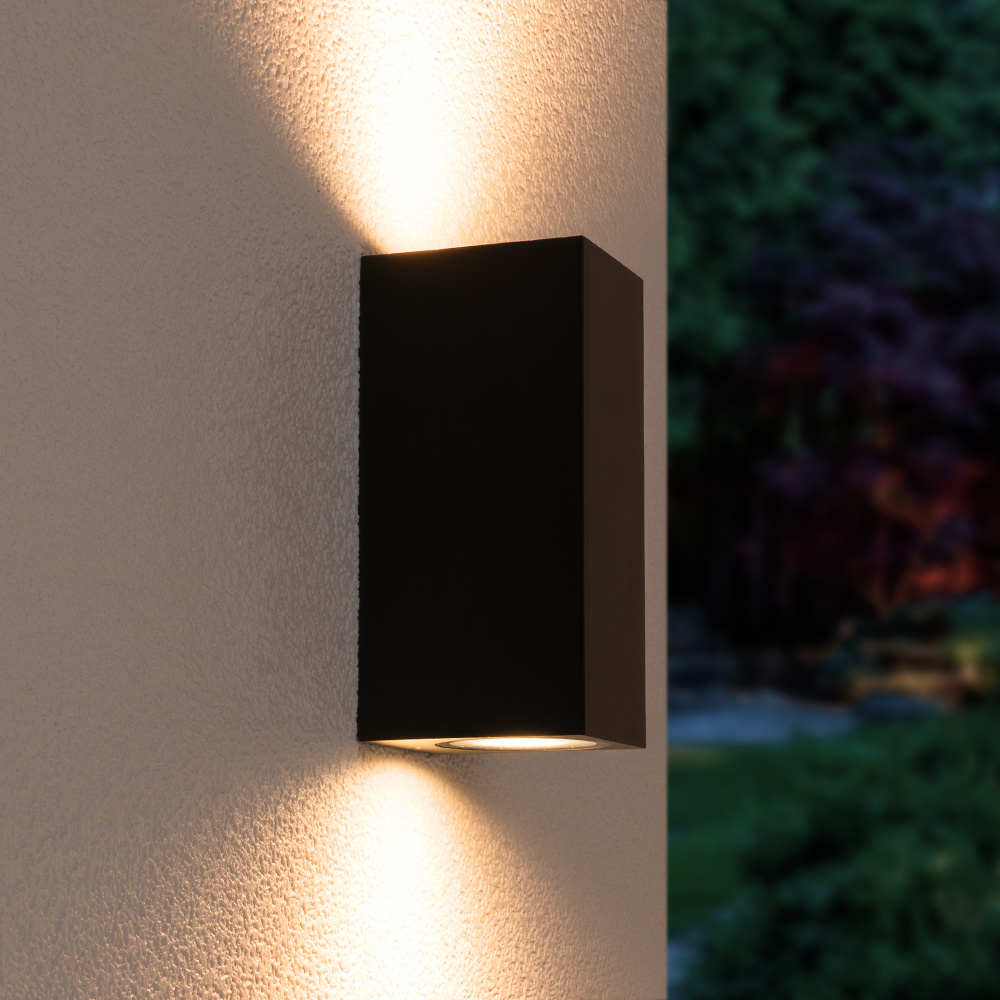Selma dimbare LED wandlamp - Up & Down light - IP65 - excl. GU10 lichtbron - Zwart - Binnen en buiten - 3 jaar garantie voor binnen en buiten