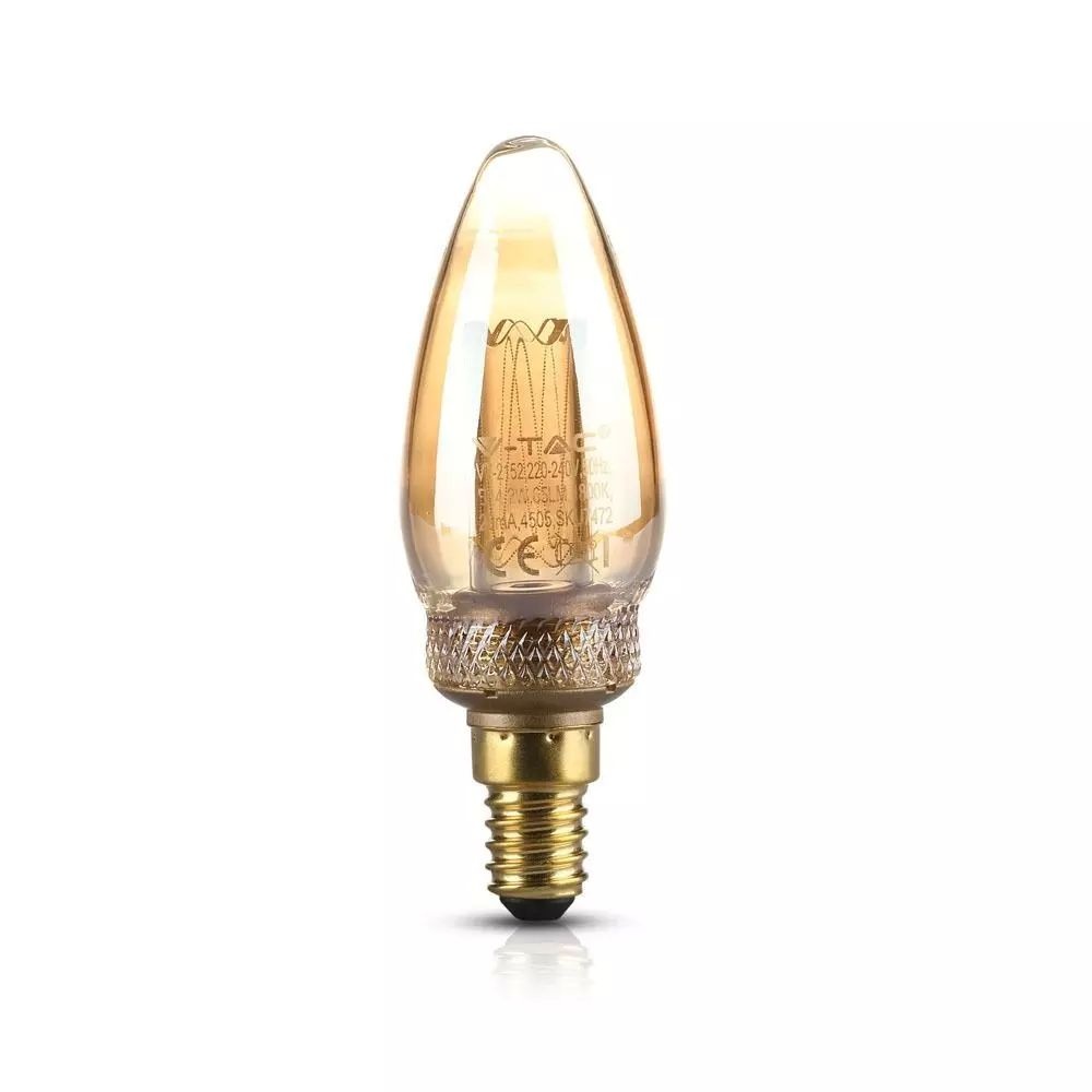 V-TAC LED kroonluchter lampjes - E14 fitting - Kaarsvorm C37 - 1800K Zeer warm wit - kaarslampjes - filamentlamp