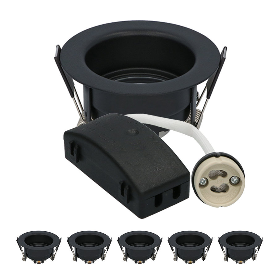 Oktaplex set van 3 Sedan plafondspots vlak voor GU 10 & LED modules - plafondspots 60mm gatgrootte zwart inbouwspot rond