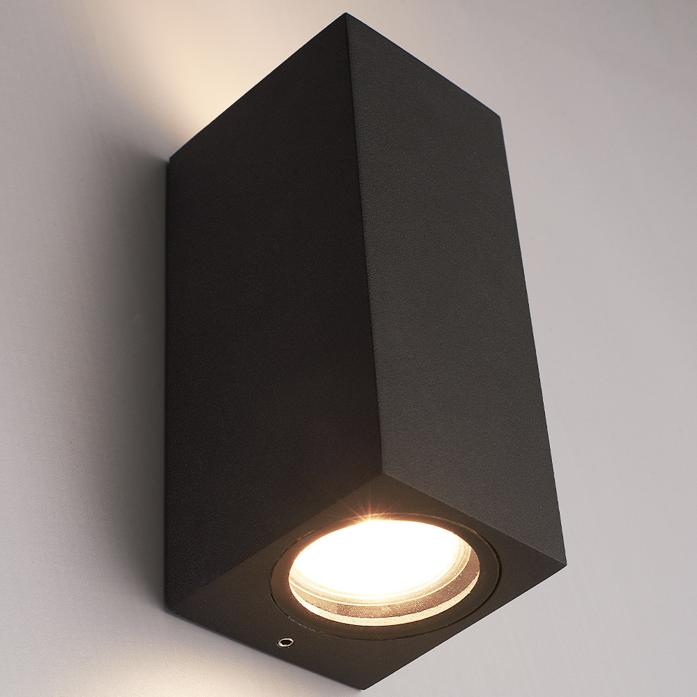 Galatea dimbare LED wandlamp - Up & Down light - IP65 - excl. GU10 lichtbron - Zwart - Binnen en buiten - 3 jaar garantie voor binnen en buiten