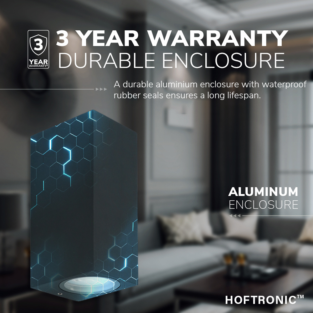 Galatea dimbare LED wandlamp - Up & Down light - IP65 - excl. GU10 lichtbron - Zwart - Binnen en buiten - 3 jaar garantie voor binnen en buiten