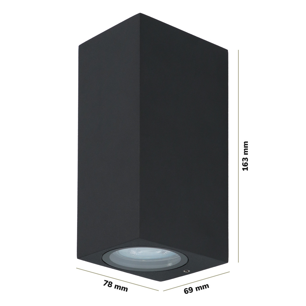 Galatea dimbare LED wandlamp - Up & Down light - IP65 - excl. GU10 lichtbron - Zwart - Binnen en buiten - 3 jaar garantie voor binnen en buiten