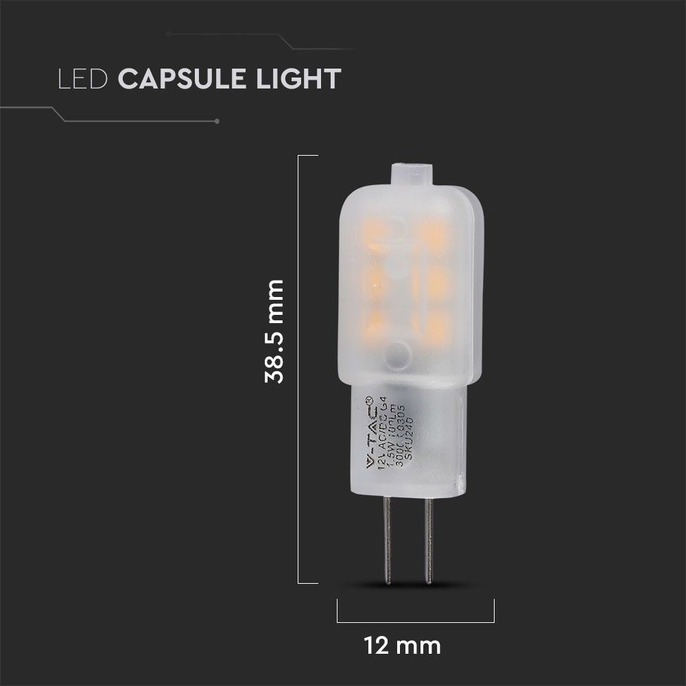 Set van 10 G4 LED lampen - 1.5 Watt - 100 Lumen - 3000K Warm wit licht - 12V Steeklamp - G4 LED Capsule
