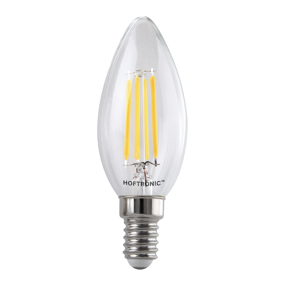 HOFTRONIC™ E14 LED Filament 4 Watt 470 lumen 2700K warm wit licht kleine fitting Vervangt 40 Watt C37 kaarslamp