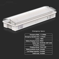 LED Noodverlichting met accu - Test knop - Afstandsbediening - Wand-/plafondmontage - 3 Watt - 6400K - IP65 Spatwaterdicht - Incl. pictogram met vluchtwegaanduiding