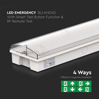LED Noodverlichting met accu - Test knop - Afstandsbediening - Wand-/plafondmontage - 3 Watt - 6400K - IP65 Spatwaterdicht - Incl. pictogram met vluchtwegaanduiding