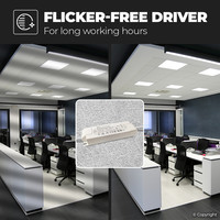 6x LED Panel - 60x60 cm - 36 Watt - 4320lm (120lm/W) - 3000K warm white - Flicker-free - UGR22 - 5 year warranty
