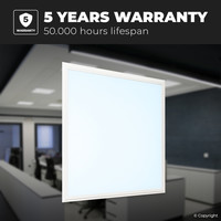 LED-Panel mit Philips-Treiber - 62x62 cm - 36 Watt - 4320lm (120lm/W) - 6500K Tageslichtweiß - Flimmerfrei - UGR22 - 5 Jahre Garantie