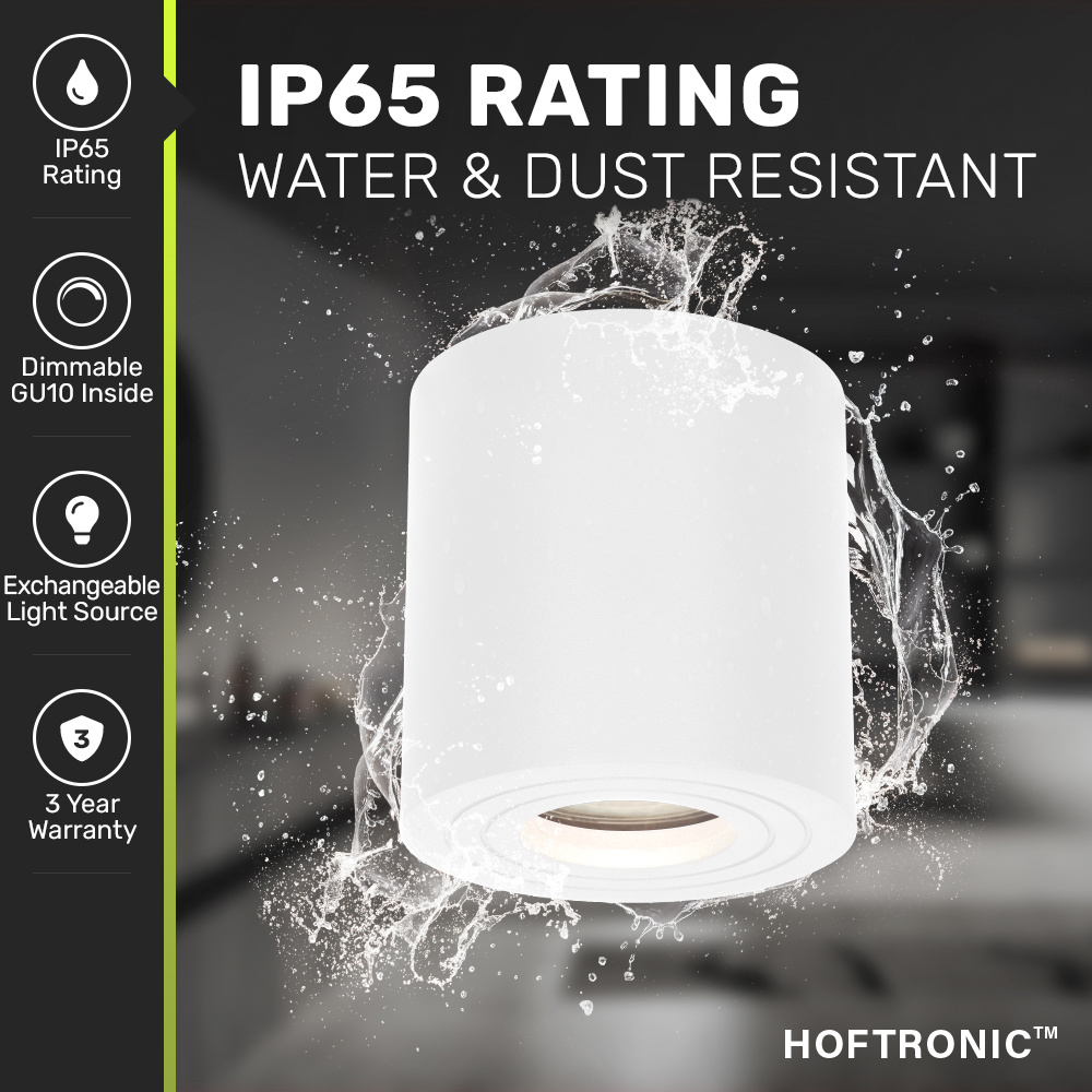Paxton LED Opbouwspot plafond - Rond - Wit - Aluminium met poedercoating - IP65 waterdicht voor binnen en buiten - incl. GU10 spot 4000K Neutraal wit