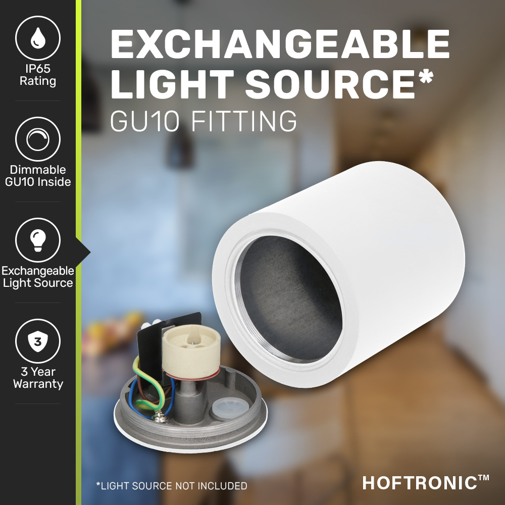Paxton LED Opbouwspot plafond - Rond - Wit - Aluminium met poedercoating - IP65 waterdicht voor binnen en buiten - incl. GU10 spot 4000K Neutraal wit