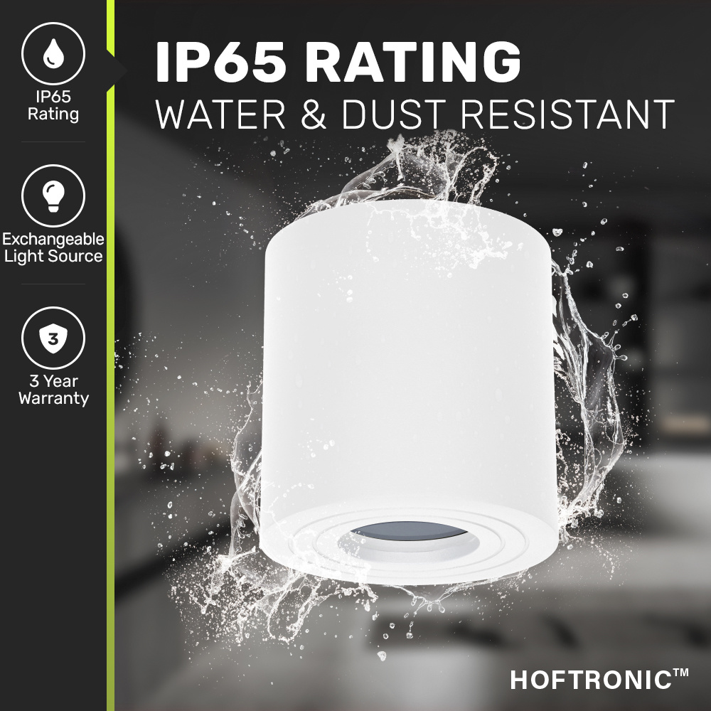 Paxton - LED plafondspot opbouw - Rond - Wit - Aluminium - IP65 geschikt voor badkamer en keuken - GU10 fitting - 3 jaar garantie