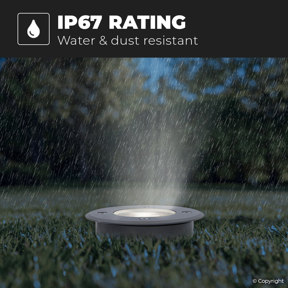 3x Maisy dimbare LED grondspot - Rond - Zwart - 6000K Daglicht wit - 5 Watt - IP67 straal waterdicht - 3 jaar garantie Grondspot buiten 230V