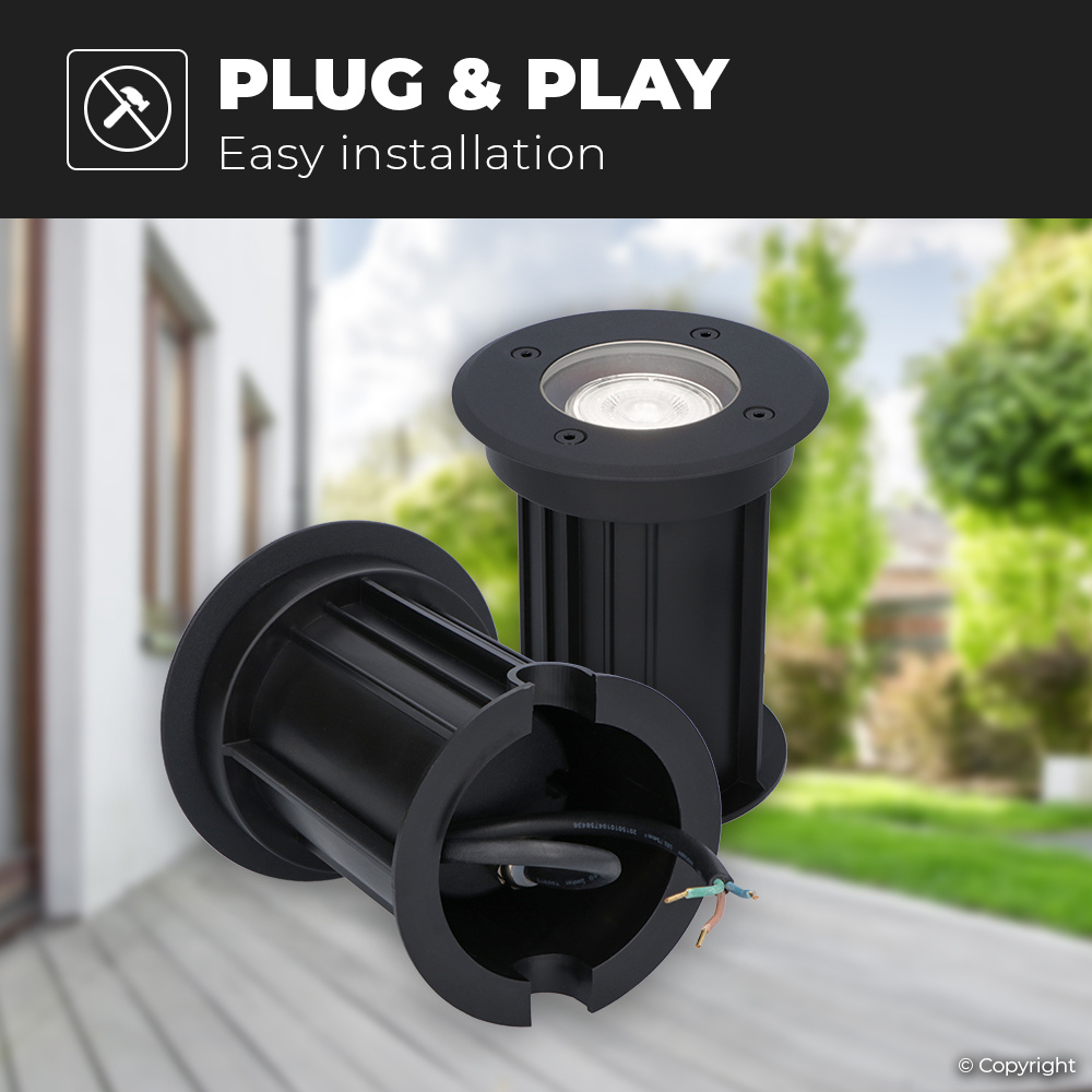 3x Maisy dimbare LED grondspot - Rond - Zwart - 6000K Daglicht wit - 5 Watt - IP67 straal waterdicht - 3 jaar garantie Grondspot buiten 230V