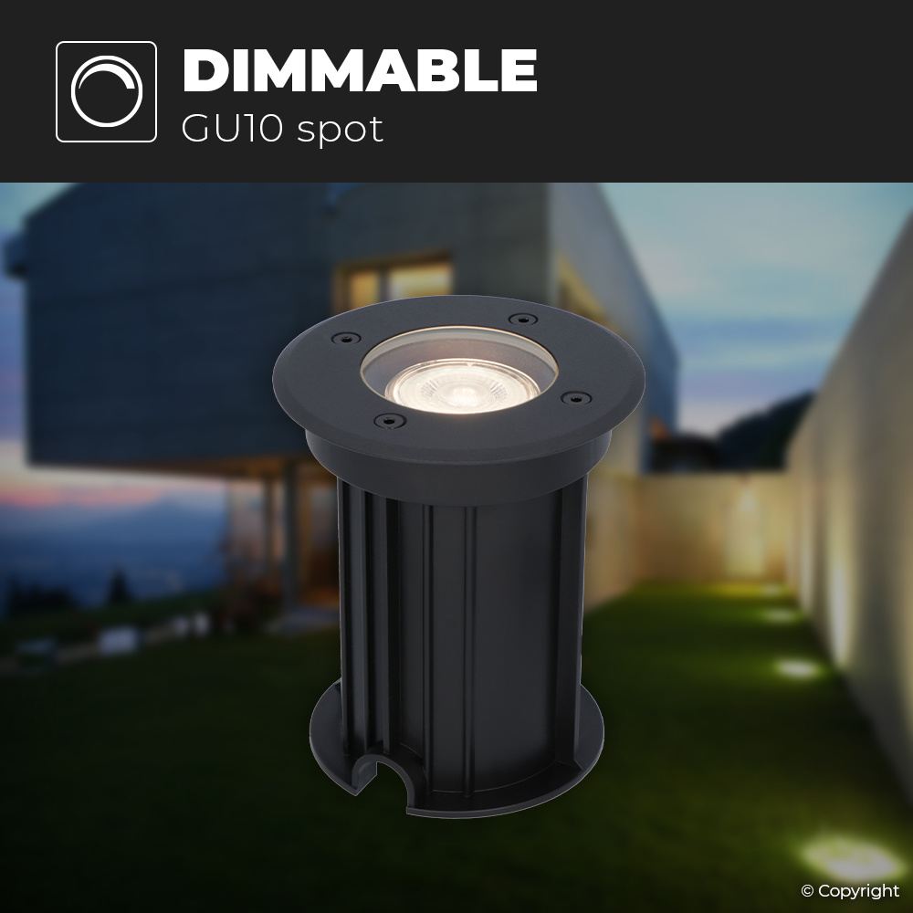 6x Maisy dimbare LED grondspot - Rond - Zwart - 4000K warm wit - 5 Watt - IP67 straal waterdicht - 3 jaar garantie Grondspot buiten 230V